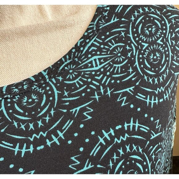 LulaRoe Irma Tunic Shirt Top, Sz L Large, EUC, Black Turquoise Print - Picture 4 of 4